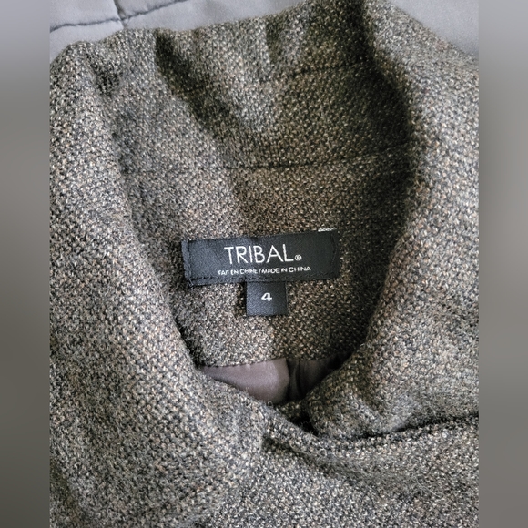Tribal | NWOT Brown Tweed Moto Style 3/4 Sleeve Crop Jacket (SIZE 4) - Picture 4 of 10